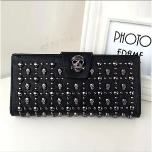 Skull Rivet Studded Black Wallet